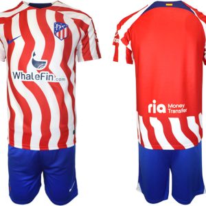 Fußballtrikot Herren Heimtrikot Sale Atlético Madrid 22-23 Trikot Kurzarm + Kurze Hosen