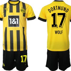 Fußballtrikots Trikotsatz Borussia Dortmund BVB Heimtrikot 2023 mit Aufdruck WOLF 17