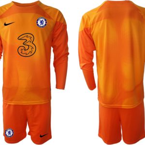 Herren Chelsea FC 2023 Torwarttrikot orange Langärmeliges Anpassbare Name und Nummer