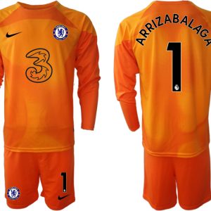 Herren Chelsea FC 2023 Torwarttrikot orange Langärmeliges mit Aufdruck ARRIZABALAGA 1