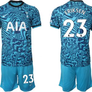 Neues Herren Tottenham Hotspur Drittes Trikot 2023 Hellblaue Kurzarm Trikotsatz ERIKSEN 23