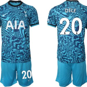 Tottenham Hotspur Drittes Trikot 2023 Hellblaue Kurzarm Trikotsatz für Herren DELE 20