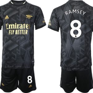 Arsenal Auswärtstrikot 2023 schwarz-goldene Fußballtrikot bestellen mit Aufdruck RAMSEY 8