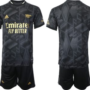 Fußballtrikot für Herren Arsenal Auswärtstrikot 2023 schwarz-goldene Fußballtrikots Set