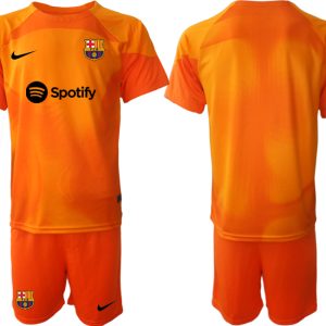 Fußballtrikots Trikotsatz FC Barcelona 2023 Torwarttrikot orange für Herren On Sale