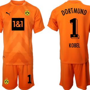 Herren Borussia Dortmund BVB Torwarttrikot 2023 orange Trikotsatz Kit mit Aufdruck KOBEL 1