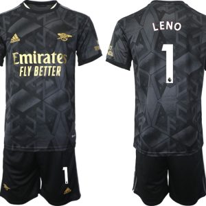 Herren Fußballtrikot Arsenal Auswärtstrikot 2023 schwarz-goldene mit Aufdruck LENO 1