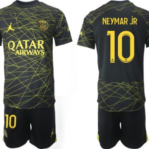 Herren Fußballtrikot Paris Saint-Germain PSG 2023 Drittes Auswärtstrikot Kurzarm + Kurze Hosen NEYMAR jR 10