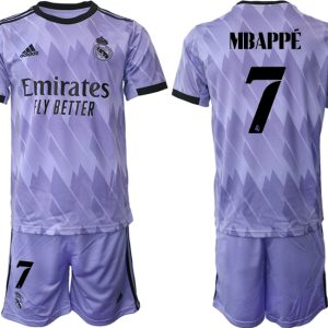 Herren Fußballtrikot Real Madrid 2022-2023 Auswärtstrikots mit Aufdruck MBAPPÉ 7