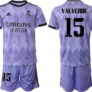 Herren Fußballtrikot Real Madrid 2022-2023 Auswärtstrikots mit Aufdruck VALVERDE 15