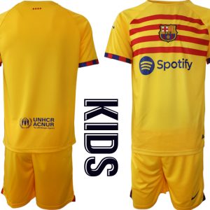 Kinder FC Barcelona 22-23 Viertes Trikot Kurzarm + Kurze Hosen On Sale