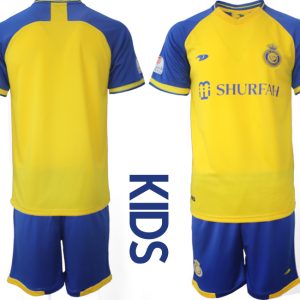 Kindertrikot Al-Nassr 2023 Fußballtrikots Trikotsatz Kurzarm + Kurze Hosen