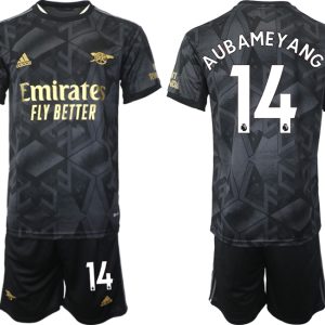 Neuen Fußballtrikot Arsenal Auswärtstrikot 2023 schwarz-goldene bestellen mit Aufdruck AUBAMEYANG 14