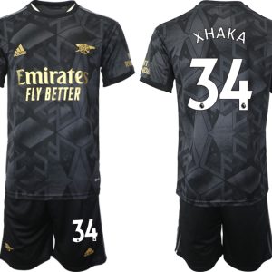 Neuen Fußballtrikot Arsenal Auswärtstrikot 2023 schwarz-goldene bestellen mit Aufdruck XHAKA 34