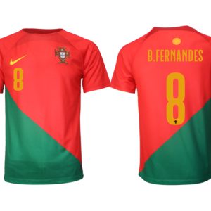 Billige Fussballtrikots Portugal Heimtrikot WM 2022 Kurzarm mit Aufdruck B.FERNANDES 8