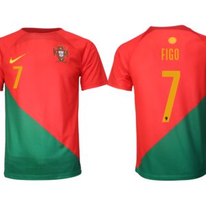 Billige Fussballtrikots Portugal Heimtrikot WM 2022 Kurzarm mit Aufdruck FIGO 7