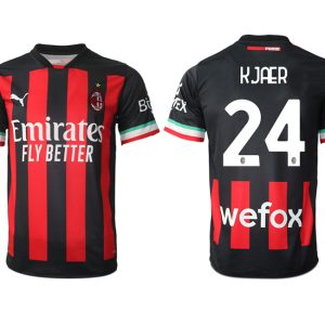 Herren AC Mailand Heimtrikot 2022/23 schwarz Fußball Trikot Kurzarm KJAER 24