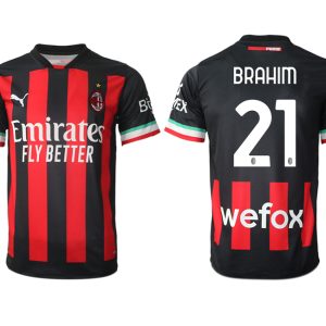 Fussballtrikots Günstig AC Mailand Heimtrikot 2022/23 schwarz mit Aufdruck BRAHIM 21