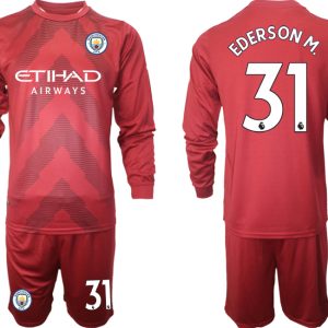 Günstige Fußball Trikotsatz Manchester City 2022/23 Torwart für Herren Langarm EDERSON M. 31