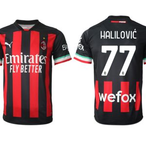 Herren AC Mailand Heimtrikot 2022/23 schwarz Fußball Trikot Kurzarm Halilović 77