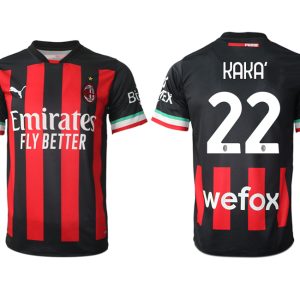 Herren AC Mailand Heimtrikot 2022/23 schwarz Fußball Trikot Trikotsatz Kaká 22