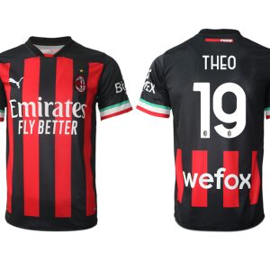 Herren AC Mailand Heimtrikot 2022/23 schwarz Kurzarm + Kurze Hosen THEO 19