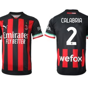 Herren Fussballtrikots Günstig AC Mailand Heimtrikot 2022/23 schwarz CALABRIA 2