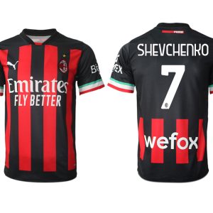 Herren Fussballtrikots Günstig AC Mailand Heimtrikot 2022/23 schwarz SHEVCHENKO 7