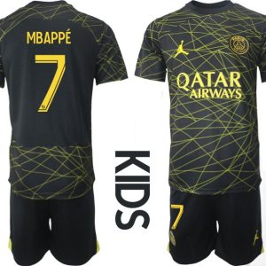 Kindertrikot Paris Saint-Germain PSG 2023 Drittes Auswärtstrikot Trikotsatz MBAPPÉ 7