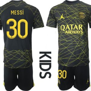 Kindertrikot Paris Saint-Germain PSG 2023 Drittes Auswärtstrikot Trikotsatz MESSI 30