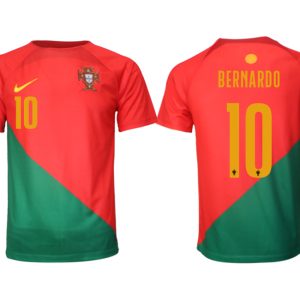 Neuen Fussballtrikots Portugal Heimtrikot WM 2022 Kurzarm mit Aufdruck BERNARDO 10