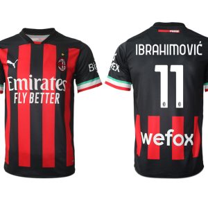 Neuen Herren AC Mailand Heimtrikot 2022/23 schwarz Fußballtrikot mit Aufdruck IBRAHIMOVIĆ 11