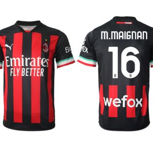 Herren AC Mailand Heimtrikot 2022/23 schwarz Kurzarm + Kurze Hosen M.MAIGNAN 16