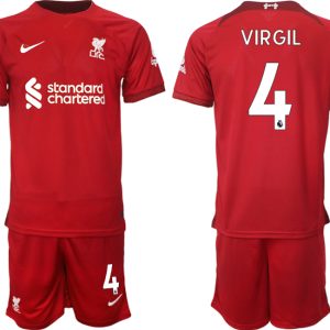 Billige Fussballtrikots Liverpool 22-23 Heimtrikot Herren Trikotsatz mit Namen VIRGIL 4