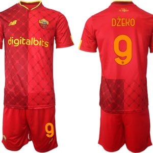 Fußball Trikot Outlet AS Roma 22-23 Heimtrikot Trikotsatz für Herren Džeko 9