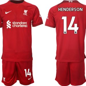 Neuen Fußballtrikots Liverpool 22-23 Heimtrikot Trikotsatz bestellen mit Aufdruck HENDERSON 14