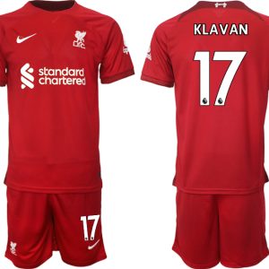 Personalisierte Fußballtrikots Liverpool 22-23 Heimtrikot Kurzarm + Kurze Hosen KLAVAN 17