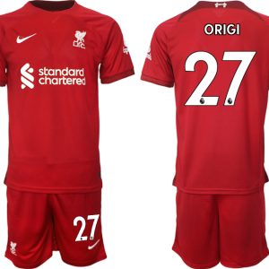 Personalisierte Fußballtrikots Liverpool 22-23 Heimtrikot Kurzarm + Kurze Hosen ORIGI 27