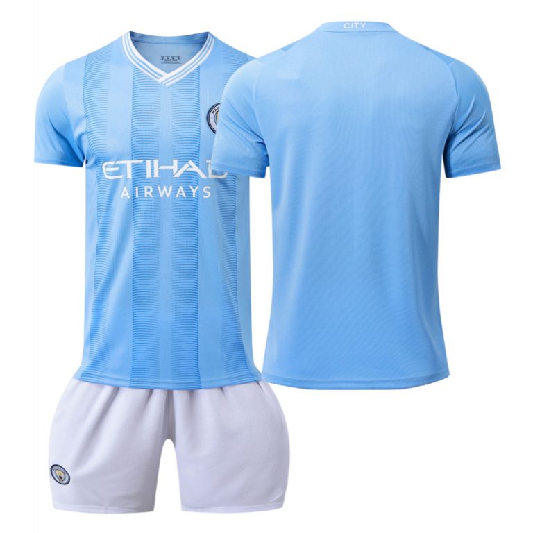 Kinder Manchester City 2023-24 Trikotsatz Fußballtrikot Selbst Gestalten