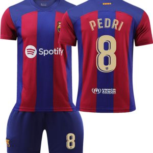 Kinderheim Trikot FC Barcelona 23-24 Trikot Kurzarm + Kurze Hosen PEDRI 8