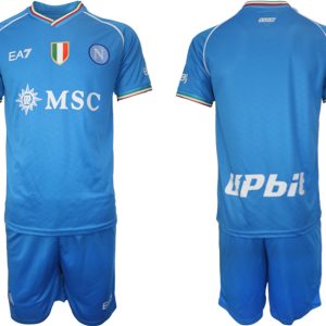 Herren Fußball Trikotsatz SSC Napoli Heimtrikot 2023-24 Kurzarm + Kurze Hosen