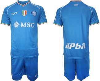 Herren Fußball Trikotsatz SSC Napoli Heimtrikot 2023-24 Kurzarm + Kurze Hosen