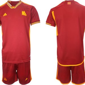 Herren Heimtrikot AS Roma 2023-24 Trikot Rot Trikotsatz Personalisierbar