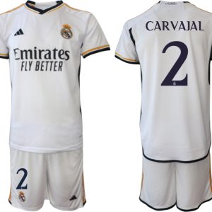 Herren Real Madrid Heimtrikot 2023-24 Fußballtrikots Trikotsatz mit Aufdruck CARVAJAL 2