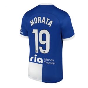 Bestseller Herren Fussballtrikots Atletico Madrid Auswärtstrikot 2023-2024 Kurzarm Alvaro Morata 19