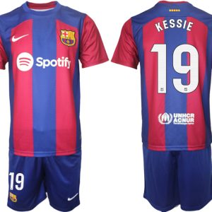 Billig Herren FC Barcelona 2023-2024 Fußballtrikots Set mit namen KESSIE 19