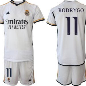 Günstige Fußball Trikotsatz Real Madrid 2023-24 Heimtrikot für Herren RODRYGO 11