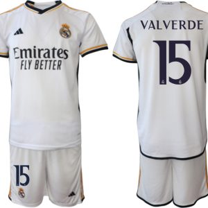 Günstige Fußball Trikotsatz Real Madrid 2023-24 Heimtrikot für Herren VALVERDE 15