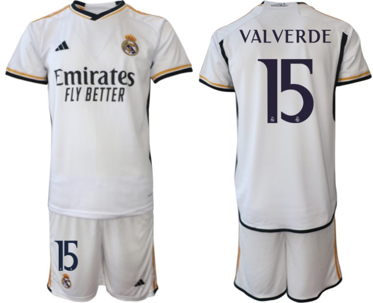 Günstige Fußball Trikotsatz Real Madrid 2023-24 Heimtrikot für Herren VALVERDE 15