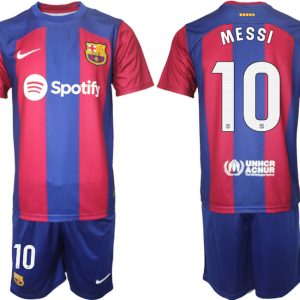 Herren Heimtrikot FC Barcelona 2023-2024 Fußballtrikots Set mit namen MESSI 10